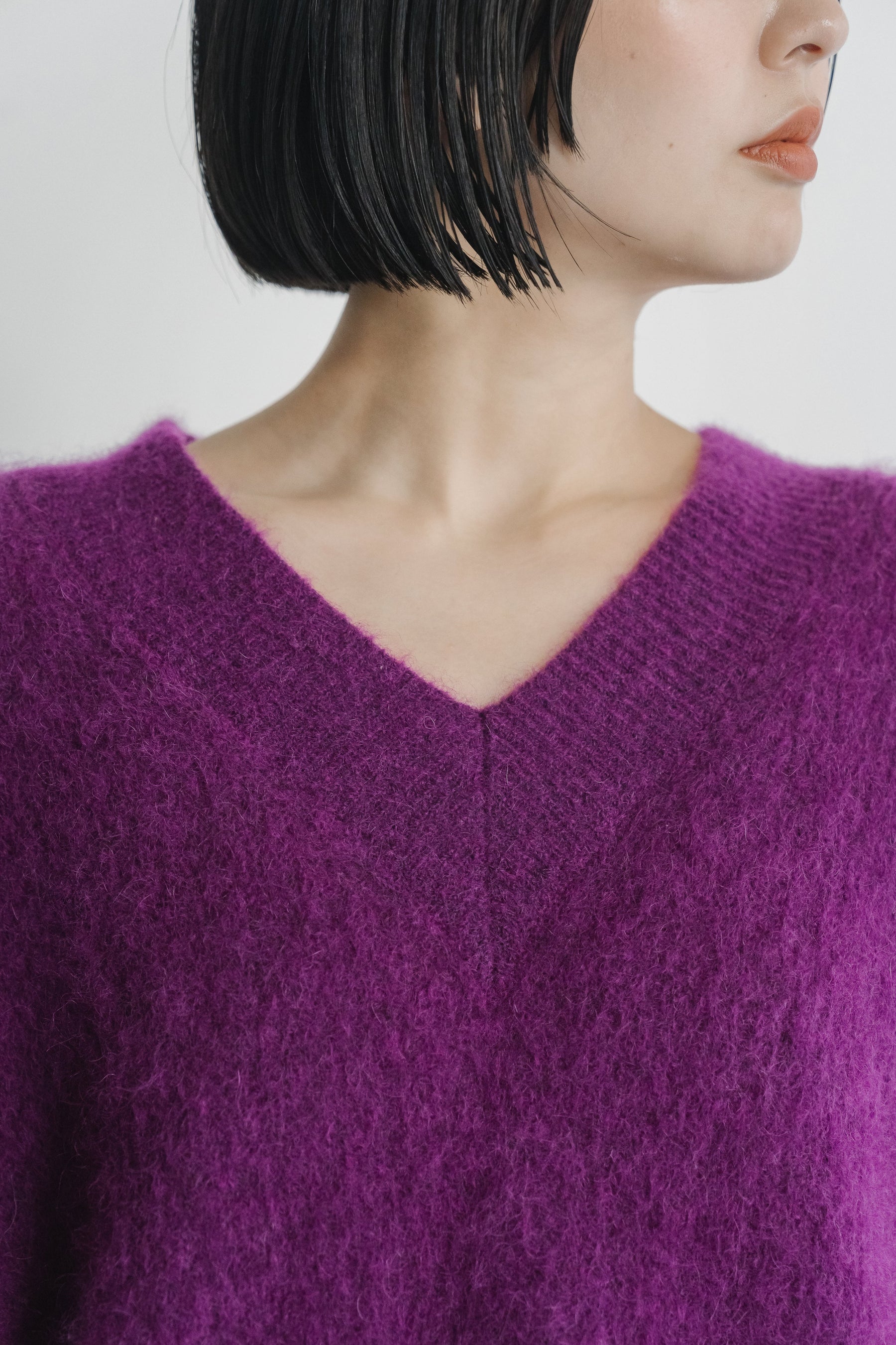 【SALE】Vネックモヘアニットプルオーバー