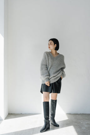 【SALE】Vネックモヘアニットプルオーバー